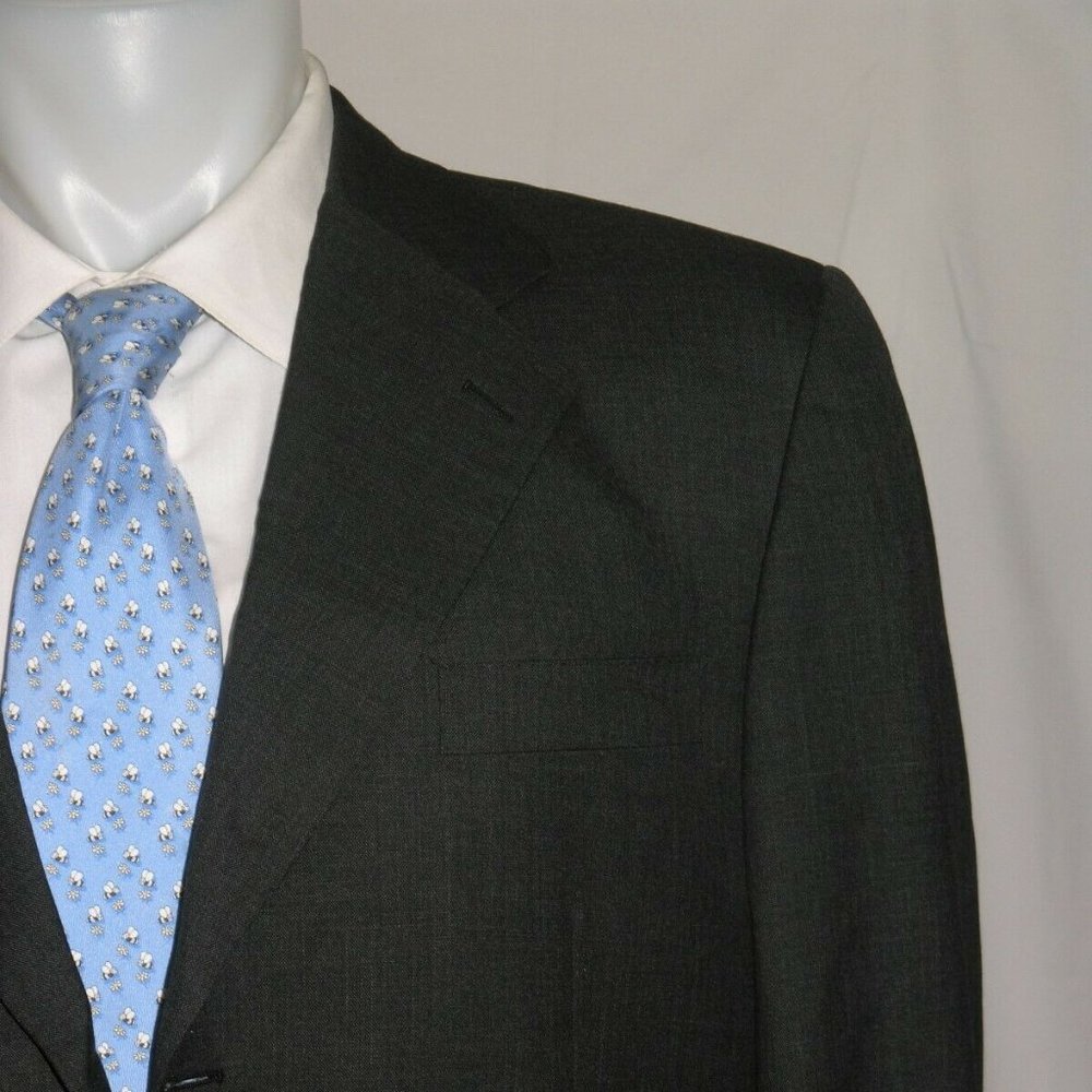 Belvest Super 150 Recent Solid Charcoal Three Button Suit 44R